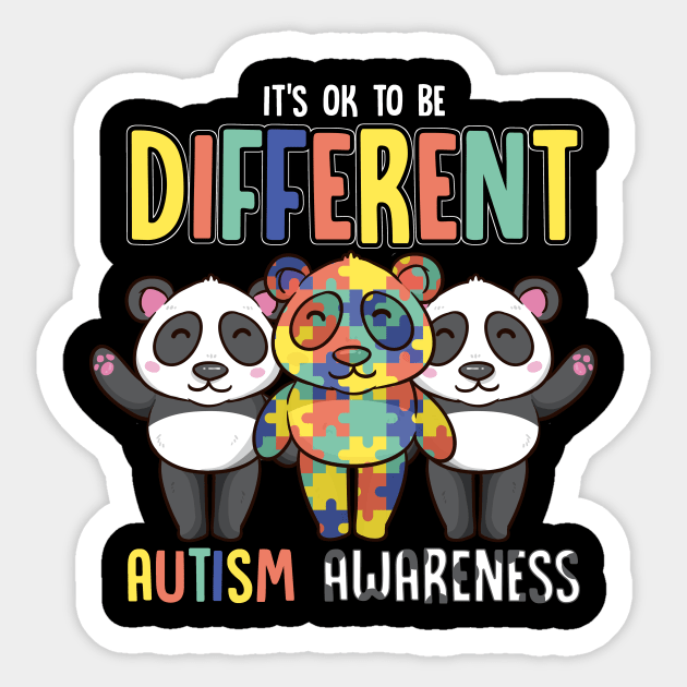 It's OK To Be Different Autism Awareness Panda Sticker by theperfectpresents